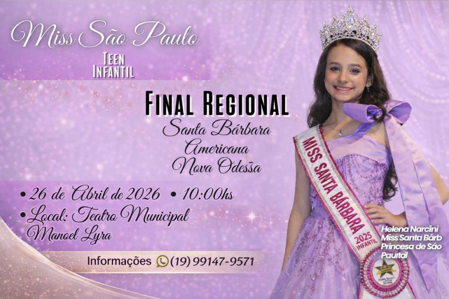 Santa Bárbara recebe no próximo domingo final de concurso que vai eleger misses, princesas e mister da região