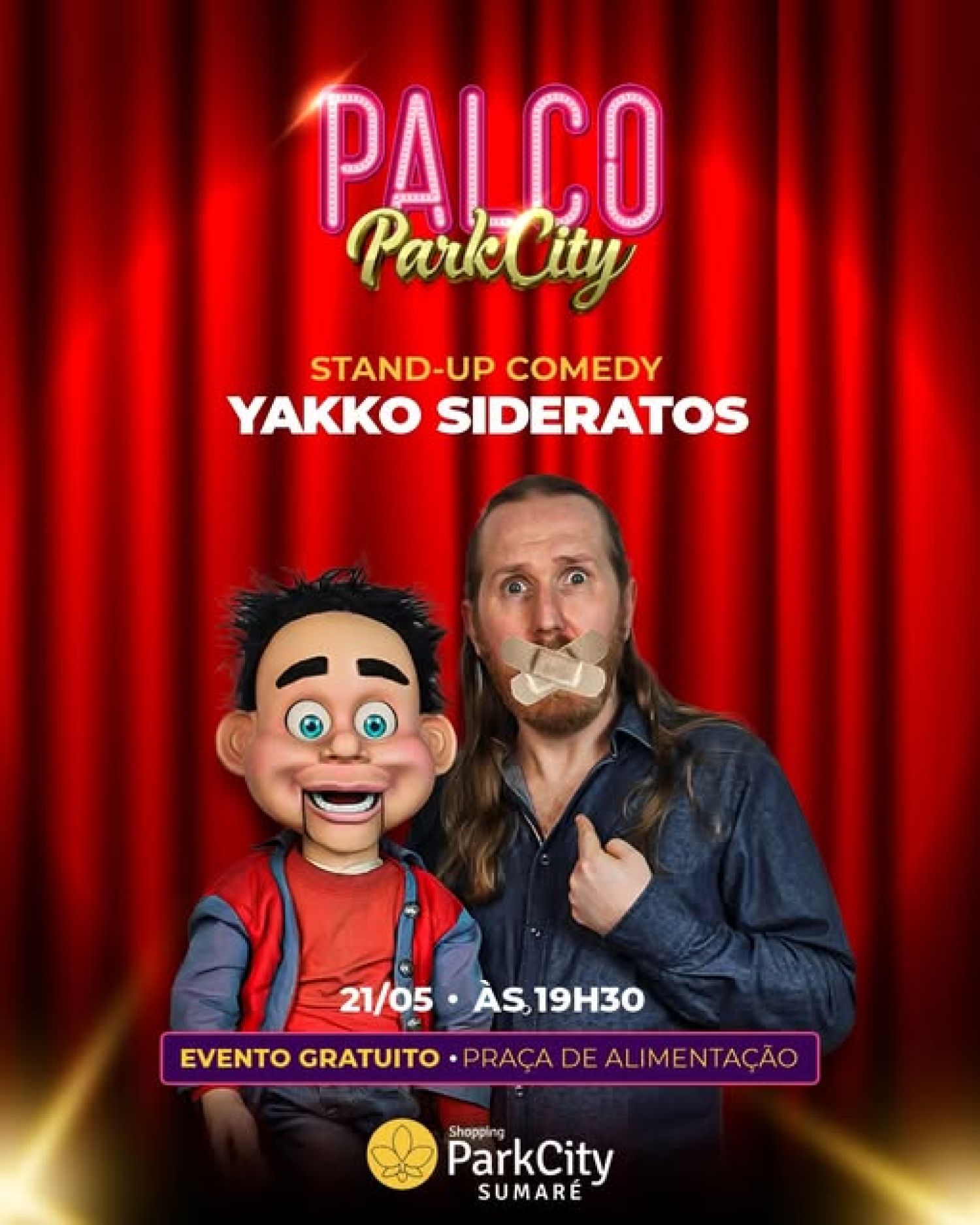 Stand-up comedy com humorista e ventríloquo Yakko Sideratos é atração nesta quinta-feira, ParkCity Sumaré